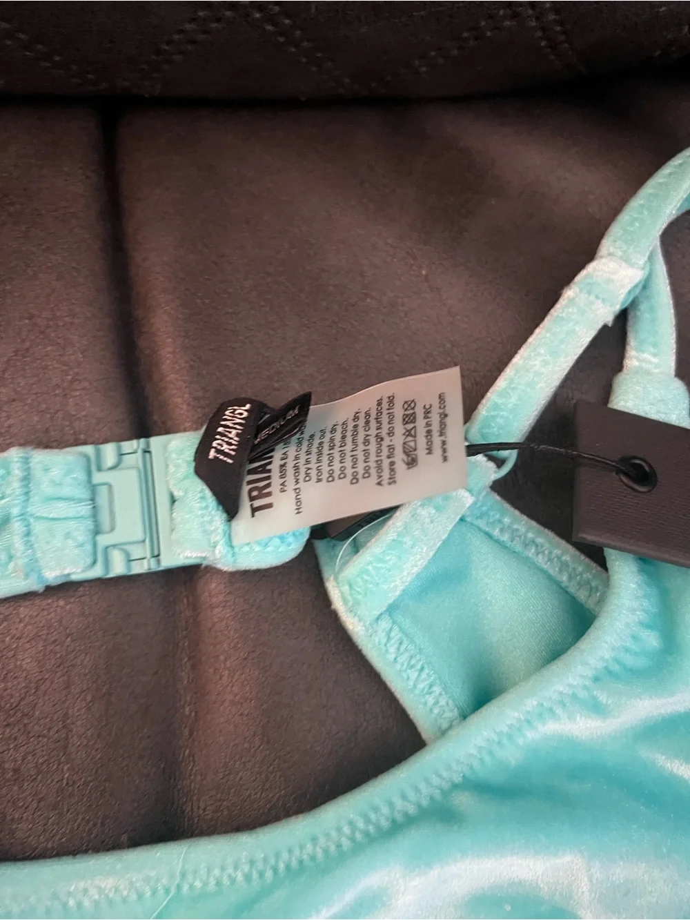 triangl swimwear Aqua Velvet Triangle Bikini Top